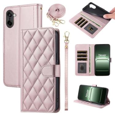 Imagem de Furiet Argyle Capa carteira para OnePlus Ace 5 Racing com alça removível de pulso/ombro compartimentos para cartões, bolsa fólio, acessórios de couro PU de luxo para 1 + 1 + Ace5 5Racing feminino rosa