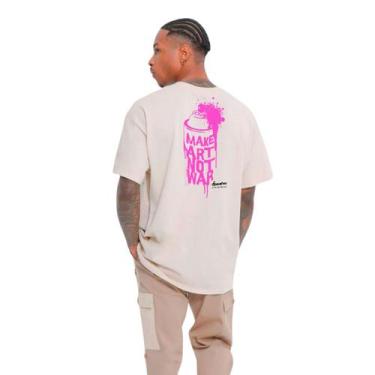 Imagem de Camiseta Oversized Marfim Make Art Not War Rosa - Di Nuevo, M, Bege