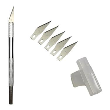 Imagem de Kit Estilete de Precisão Profissional Tipo Bisturi em Aço com 6 Lâminas para Artesanato, Scrapbook, Modelismo e Cortes em Geral