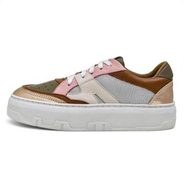 Imagem de Tênis Feminino Jade Ouro Whisky Rose Couro DIfranca - 010 - FORK - 27 
