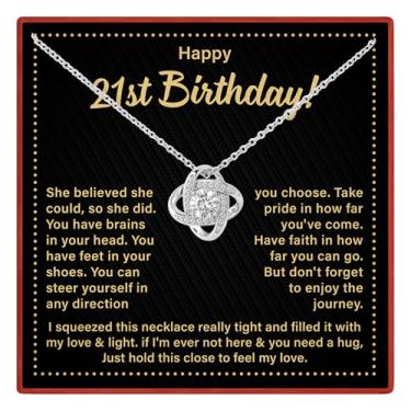 Imagem de Presentes de feliz aniversário de 21 anos para ela, presentes de aniversário de 21 anos para filha, neta, melhor amiga com cartão de mensagem e caixa de presente, joias de aniversário femininas de 21