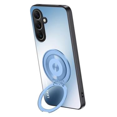 Imagem de POYUFRG Capa magnética para Samsung Galaxy S26 Ultra/S26 Plus/S26, capa fina de metal giratório fosco com suporte de anel com tudo incluído, capa de proteção de lente, azul, S26