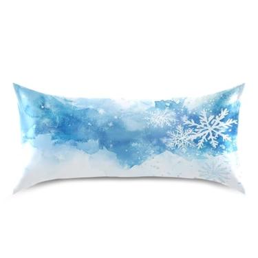 Imagem de Blueangle Fronha de cetim com flocos de neve caindo para cabelo e pele, fronha de seda, tamanho king (50,8 x 101,6 cm) - fronhas de cetim com fecho de envelope (65)