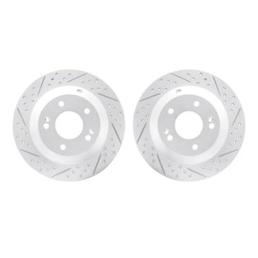 Imagem de Dynamic Friction Company Freios traseiros e rotores | Rotores de freio com fenda perfurada| Rotores de freio a disco traseiro | Serve para Hyundai Kona 2018-2023; Kia Rondo 2014-2017; Kia Soul 2020