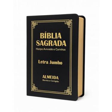 Imagem de BIiblia Sagrada Jumbo ARC Capa Pu Luxo C/ Harpa - Preta - REI DAS BIBL