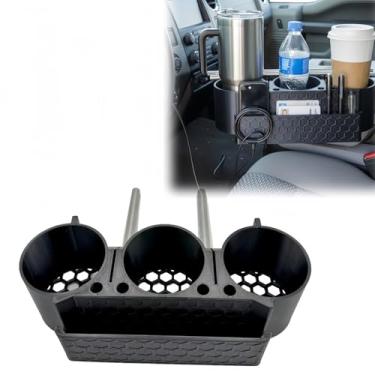 Imagem de Organizador de suporte de copo de encosto de cabeça para caminhões Ford F-Series (2011-2026), 3 suportes grandes para bebidas, armazenamento de telefone e cartão, substituição do console central