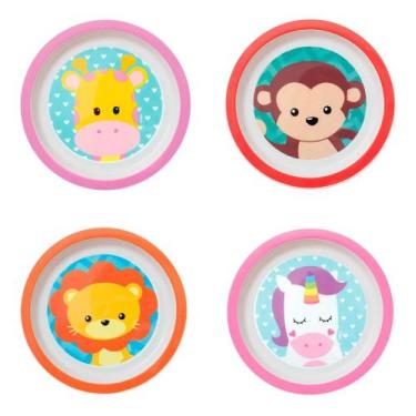Imagem de Prato Raso Infantil Animal Fun BPA Free - Leve, seguro e divertido par