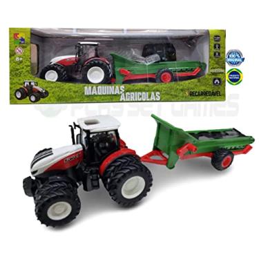 Imagem de Trator Controle Remoto + Carreta Fardo 1:24 - CKS Toys CP166189 Cor:Vermelho