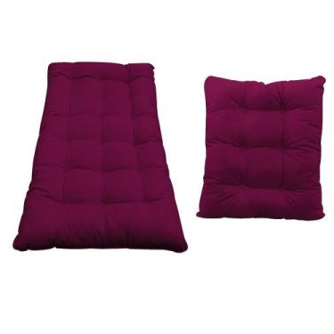 Imagem de Kit Almofadas para Poltrona e Puff Costela Suede Bordô - Doce Sonho Mó
