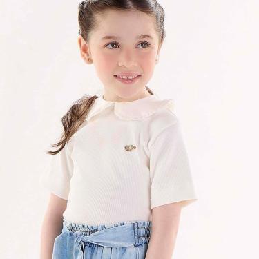 Imagem de Blusa Curta Infantil Off White em Ribana Canelada Up Baby-Feminino