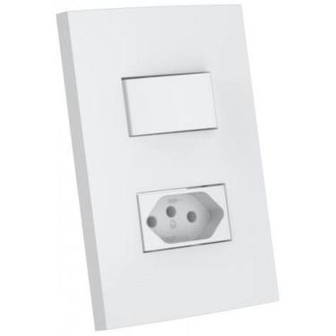 Imagem de Cj Int. + Tomada 20A 4X2 - Enerbras Dubai Branco