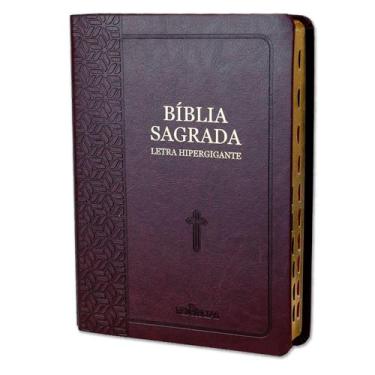 Imagem de Bíblia Sagrada letra Hipergigante Capa Pu Luxo Vinho/Bordô com Índice 