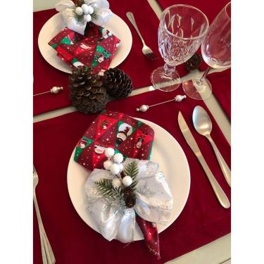 Imagem de Kit Mesa Posta Jogo Americano 04Lugares Natal Reveillon Deco