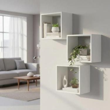 Imagem de Kit 03 Nichos MDF 30x30cm Decoração Sala Quarto Cozinha Banheiro - Bal