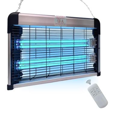 Imagem de Desinfetante de luz UV com ozônio 76 watts (2 x 38 W), lâmpada de desinfecção UVC com controle remoto, remoção de odores e ácaros, luz ultravioleta para cozinha/porão/banheiro preto