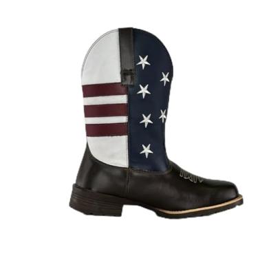 Imagem de Bota Texana Masculina Country Cano Alto Bordado Estados Unidos (50, Marrom, Normal, BR, Adulto, Numérico, 41)