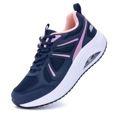 Imagem de JOYFON Tênis feminino de caminhada com suporte de arco para fascite plantar ortopédico para alívio da dor nos pés, Rosa marinho, 10.5 Wide
