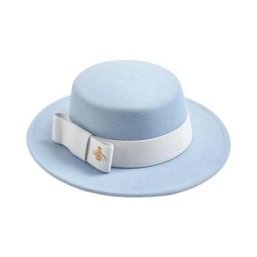 Imagem de Chapéu Fedora Feminino De Moda Com Topo Plano E Laço Para Casamento, I