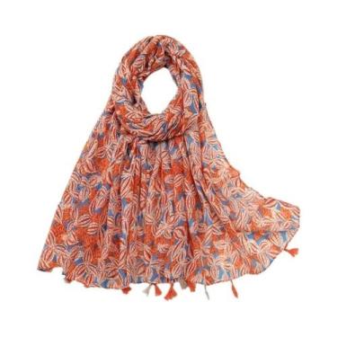 Imagem de Cachecol Floral De Viscose Para Mulheres 180x90cm, Pashmina Fina Para 