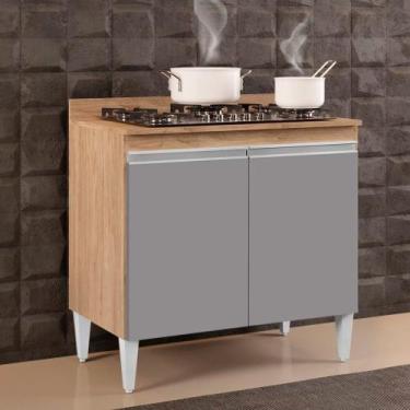 Imagem de Balcão para Cooktop de Cozinha Com Tampo 2 Portas Brenda Castanho e Ci