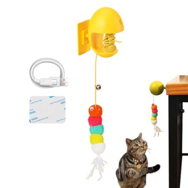 Imagem de Brinquedo de corda para gatos para ambientes internos | Companheiro de animais resistentes a mordidas, corda de retração automática, brinquedo inteligente para gatinhos | para raças pequenas, médias e