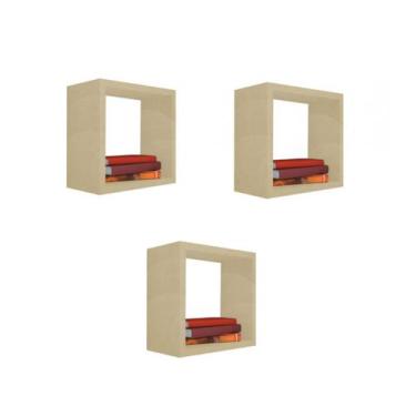 Imagem de Kit 3 Nicho Decorativo 40X40X20 cm Em Mdf Cor:Natural - Móveis Trovare