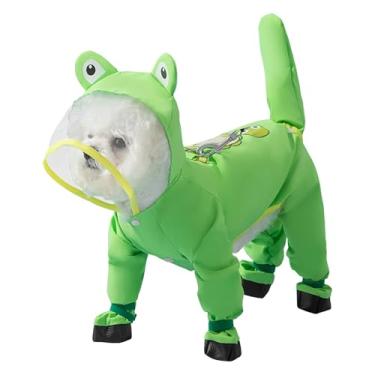 Imagem de Capa de chuva para cães | Capas de chuva impermeáveis para cães com capuz | Poncho de secagem rápida com faixa refletiva para filhotes grandes, médios e pequenos, inverno, tempestade, neve, clima frio