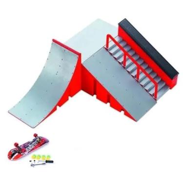 Imagem de Skate De Dedo Pista De Skatinho Miniatura Com Rampa (VermelhoB)