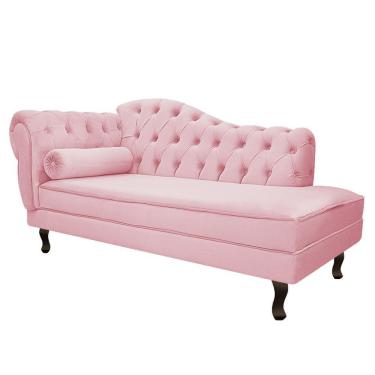 Imagem de Diva Recamier Diana 130Cm Lado Direito Suede - Amarena Móveis Cor Rosa Bebê