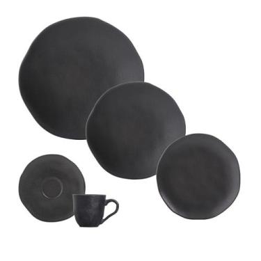 Imagem de Aparelho de Jantar 20 Peças Orgânico Preto Matte - Porto Brasil Cerâmi
