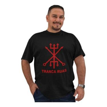 Imagem de Camiseta Exu Tranca Rua Candomblé Orixá Tamanho Especial G1 G2 G3 - BL