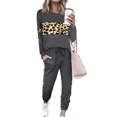 Imagem de Conjunto de Moletom PRETTYGARDEN Estampa de Onça Lounge XL