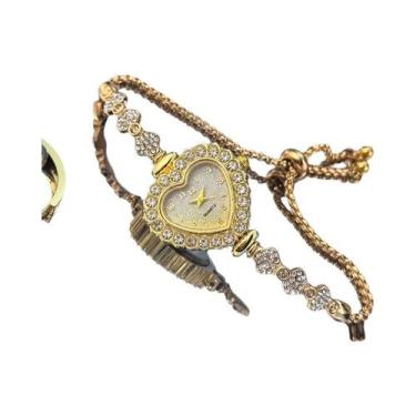 Imagem de Relógio Feminino Com Formato De Coração E Diamantes, Relógio De Pulso 