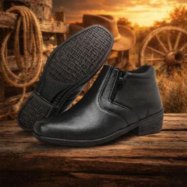 Imagem de Bota Masculina Country Cano Curto Em material sintético Com Zíper Late