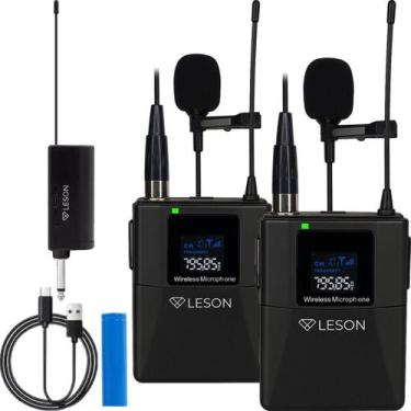Imagem de Kit 2 Microfones Lapela Sem Fio Leson LS304 P10 Para Live Aula Podcast