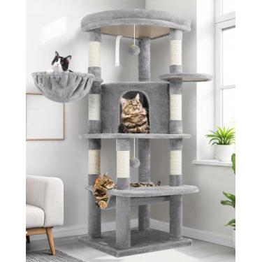 Imagem de Torre Para Gatos Globlazer C51 Para Interiores, 130 cm, Gris Claro