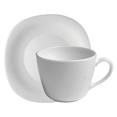 Imagem de Xícara Chá 7X9X9 cm 220ml Vidro Temperado Branco 6 Peças Com Pires Bormioli Rocco Parma