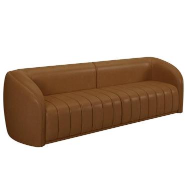 Imagem de Sofá Living Decorativo 4 Lugares 332cm Meris Z32 Sintético Caramelo - Mpozenato