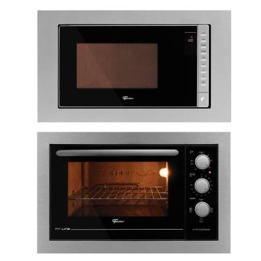 Imagem de Kit Forno Elétrico 48L + Micro-ondas 25L Fischer Fit Line Embutir Inox 220v