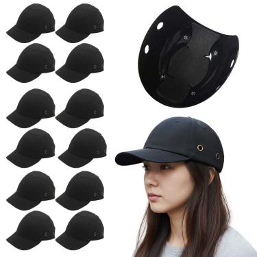 Imagem de Bone com Capacete Kit 12 Uni EPI Obra Segurança do Trabalho Conserto Reparo Construçao Oficina Resistente Proteçao