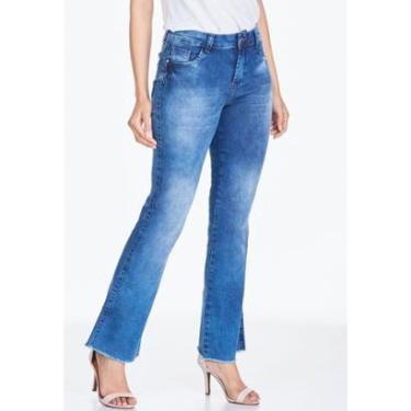 Imagem de Calça Jeans Flare HNO Petit Barra Desfiada Azul-Feminino