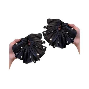 Imagem de Faixa De Cabelo Super Fofa Com Pérolas E Tela Plissada, Acessório Flor