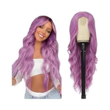 Imagem de Peruca Sintética Cacheada Ondulada De 28 Polegadas Com Renda, Resisten