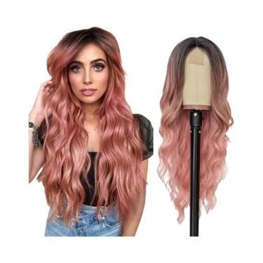 Imagem de Peruca Sintética Cacheada Ondulada De 28 Polegadas Com Renda, Resisten
