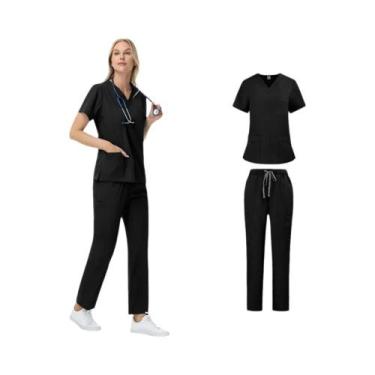 Imagem de Uniforme De Enfermeira Unissex Em 2 Peças Com Calças Retas E Bolsos, R