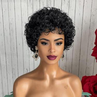 Imagem de Peruca QITAQOTA Pixie Cut Short Curly 25 cm 200 g