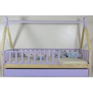 Imagem de Bicama Montessoriana Solteirão Cabana Colorida Madeira Maciça Pinus - 