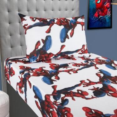 Imagem de Jogo Lençol Spider Homem Aranha 2 Peças Menino Com Elástico - Portalla