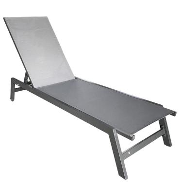 Imagem de Espreguiçadeira em Aluminio e Assento em Tela Jeri Cinza