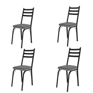 Imagem de Kit Com 4 Cadeiras de Jantar Aço Tubular 141 SF Preto/Andorinha - Comb